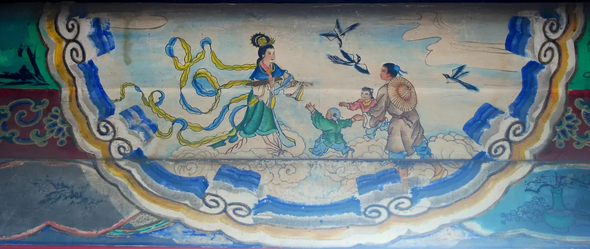 The Niulang and Zhinu painting in the corridor